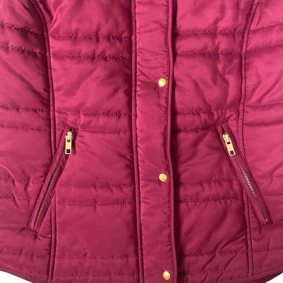 Crown & Ivy Puffer Vest Fuchsia Navy Zip Pockets Adjustable Straps Women Small - Picture 5 of 12